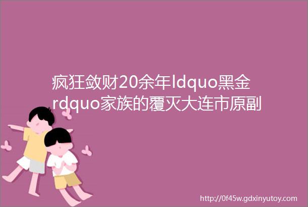 疯狂敛财20余年ldquo黑金rdquo家族的覆灭大连市原副市级干部徐长元案调查